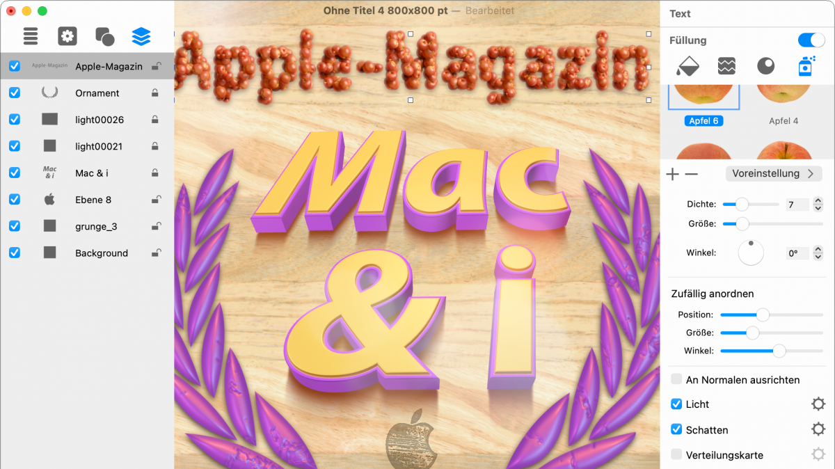 Letter decorator: type text for macOS in the test