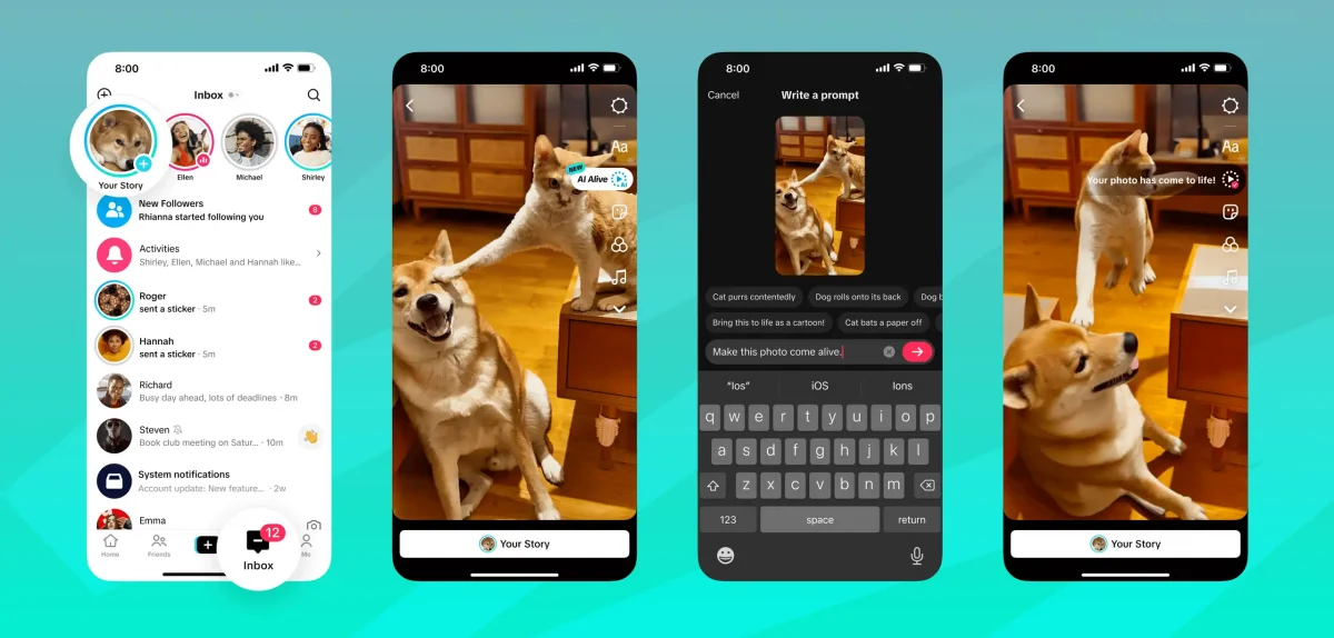 Tikok can create short videos with AI from given pictures
