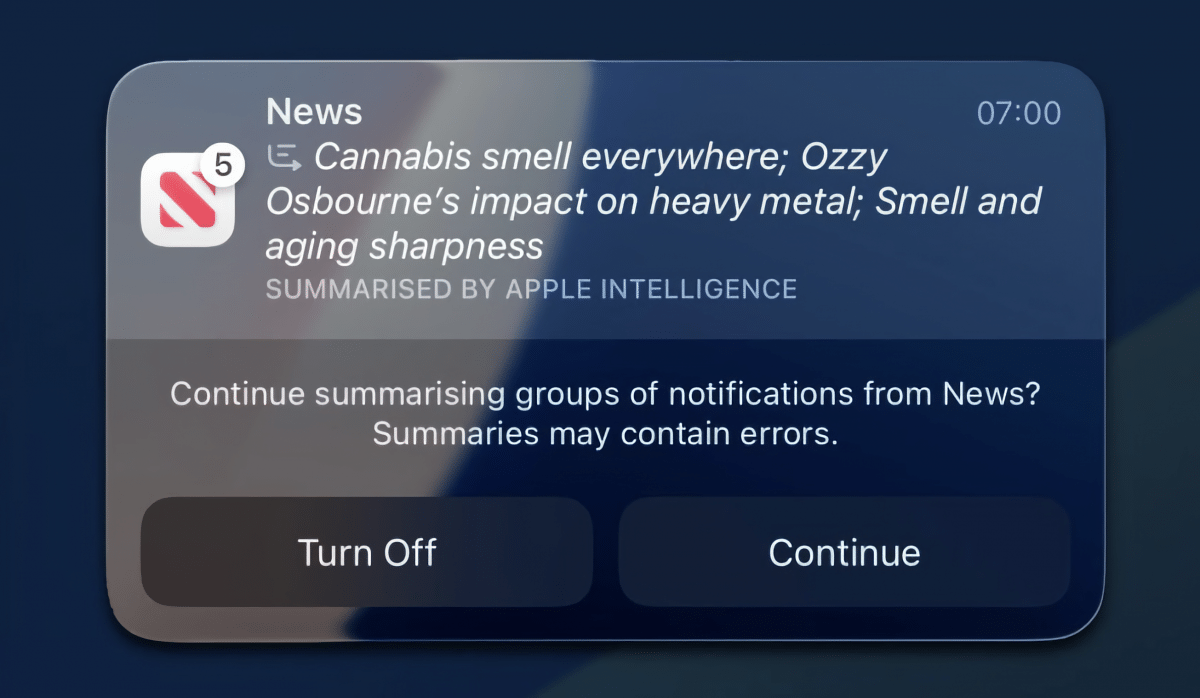 AI summary reactivates: further strange news snippets from Apple